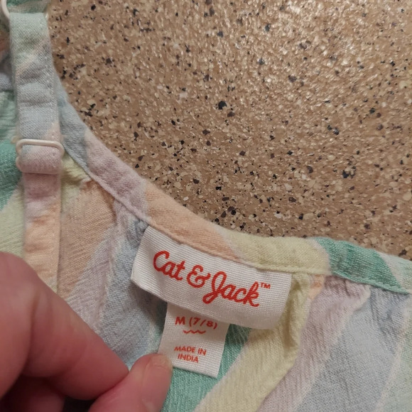 Girls size med 7/8 striped maxi tank dress pastel - Picture 6 of 7